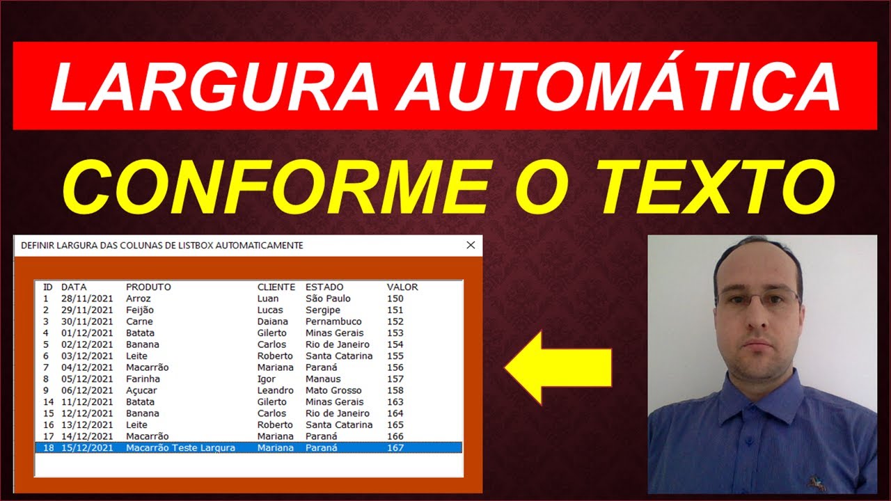 Definir LARGURA das COLUNAS de Listbox Excel VBA Automaticamente de Acordo com Texto