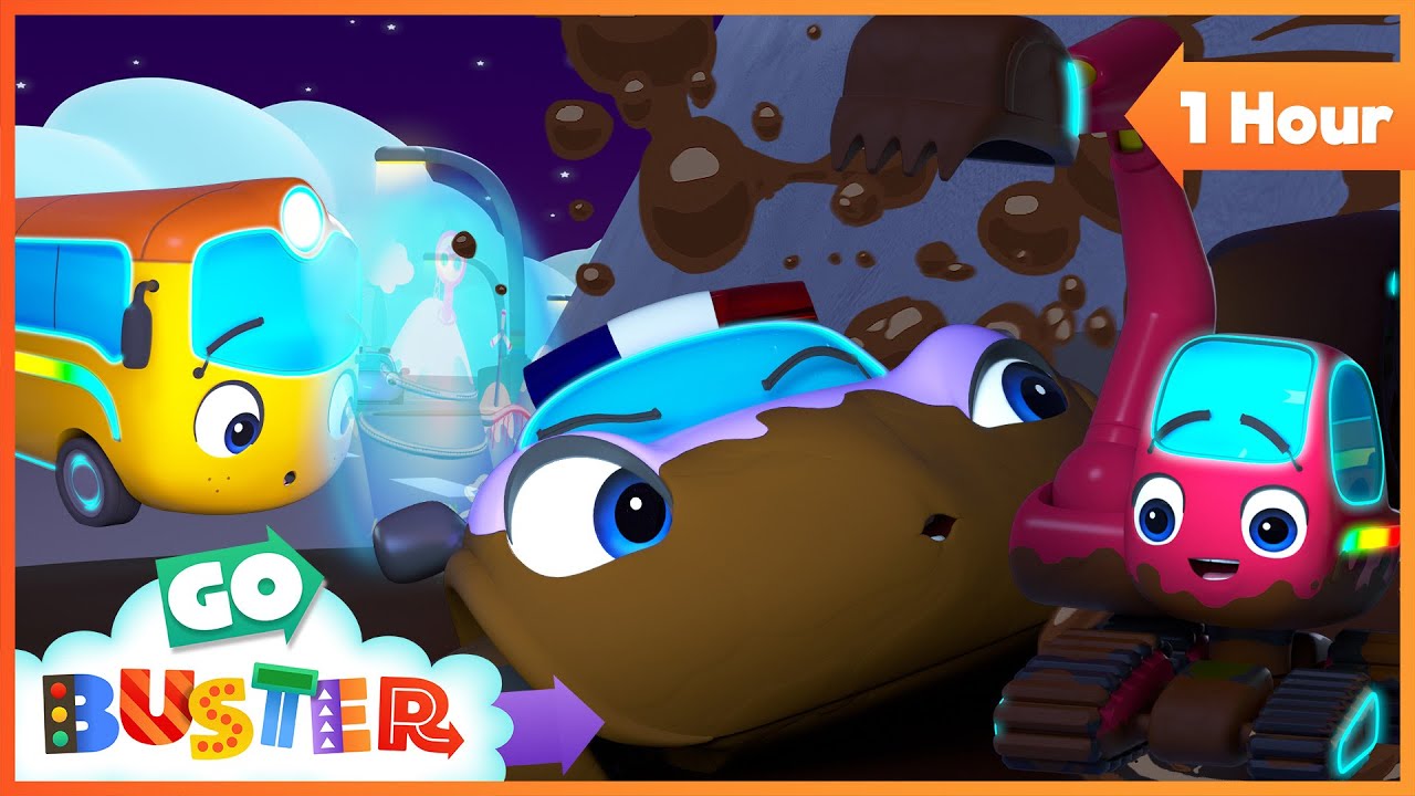Mud Trouble Adventure 🌧️🚜1 Hour | Go Buster - Bus Cartoons & Kids Stories