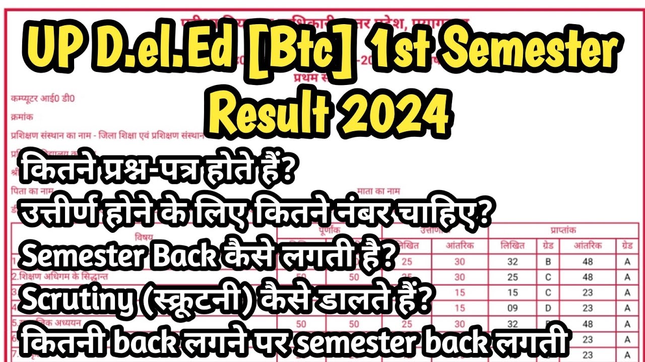 UP deled [BTC] 1st semester Result 2024 || UP D.el.Ed Marksheet || UP D.el.Ed Marksheet details