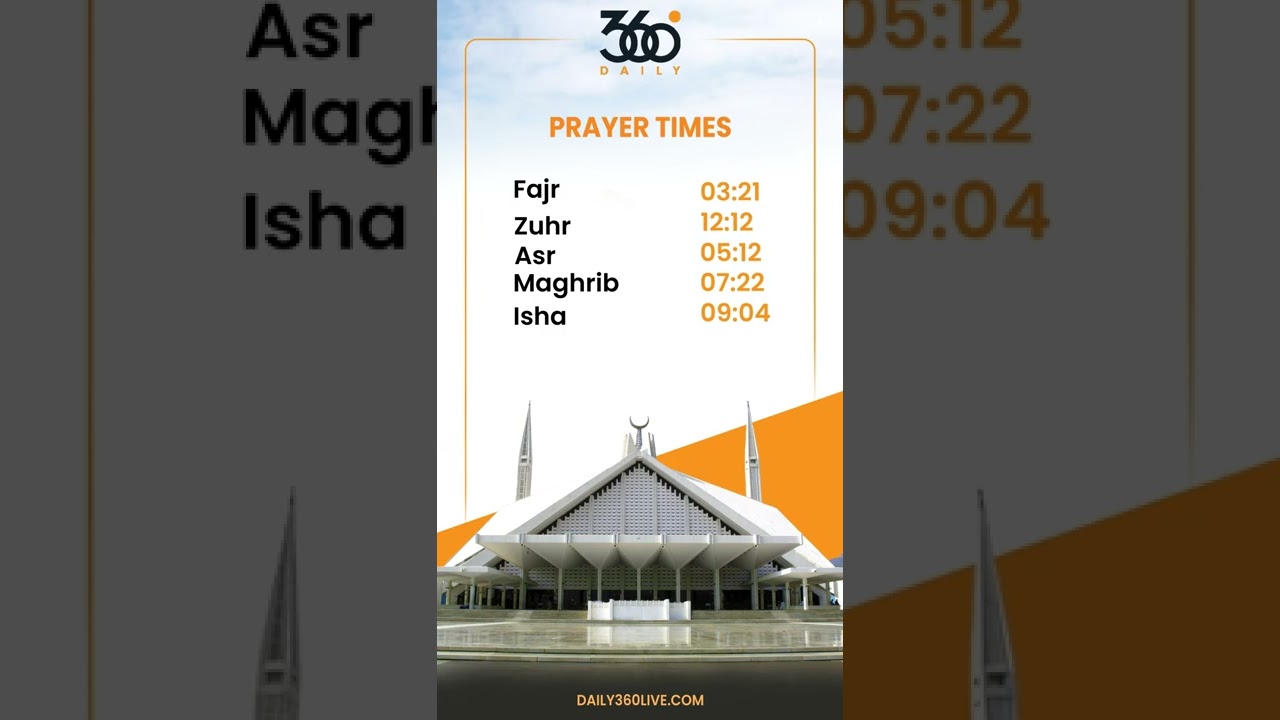 Today's Namaz Timings Update of Twin Cities 6-07-2022- daily360 live.