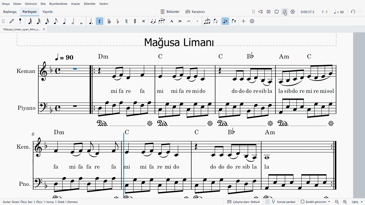 Mağusa Limanı (uyan Alim uyan) NOTA SOLFEJ LA KARAR