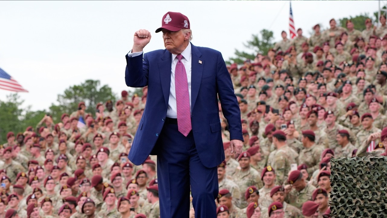 U.S. President Donald J. Trump delivers remarks to the Fort Bragg military families