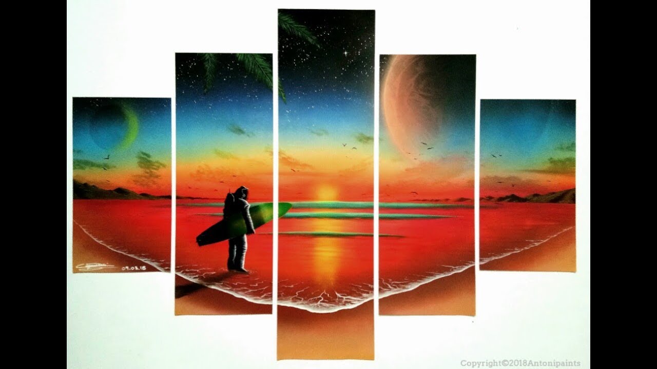 Astronaut- surfer- Spray Paint Art - by Antonipaint art