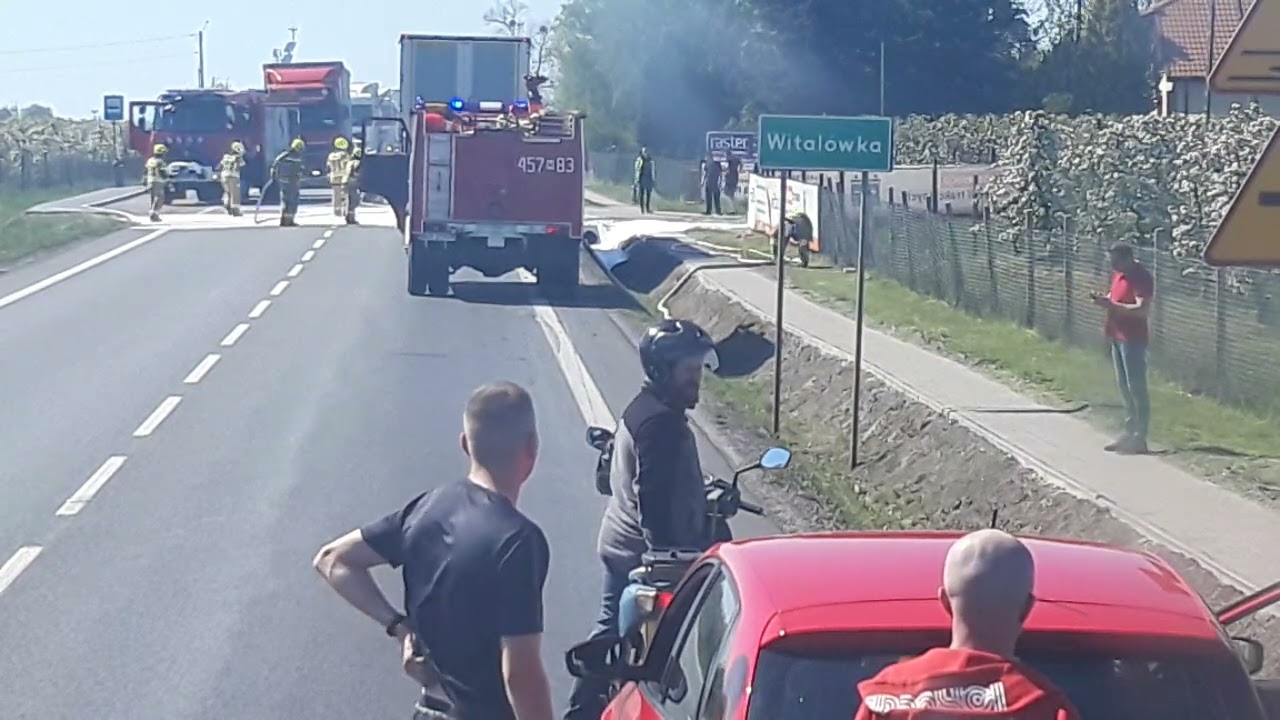 Kierowca⚡Krajowy - Pożar cieżarówki na krajowej 50.