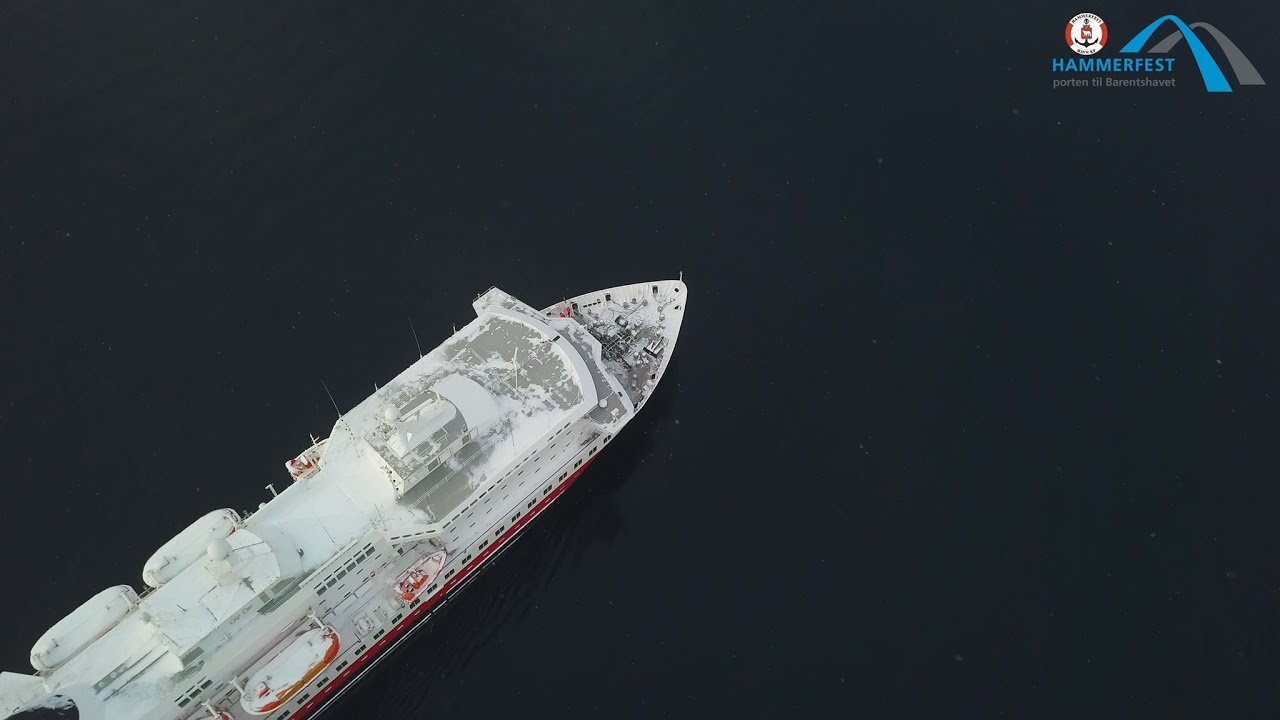Hurtigruta in to  Port of Hammerfest in 4k