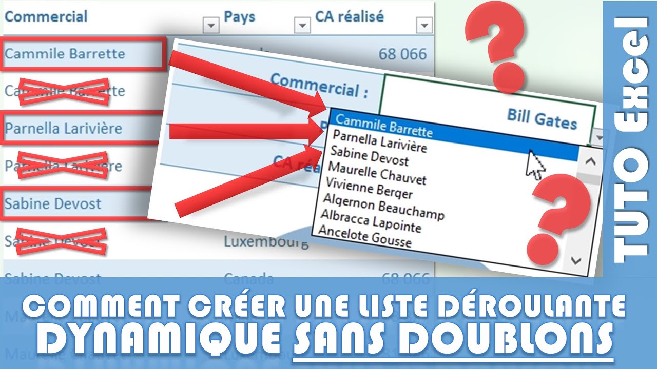 Comment créer une liste déroulante dynamique avec des valeurs uniques (aucun doublons) sur Excel