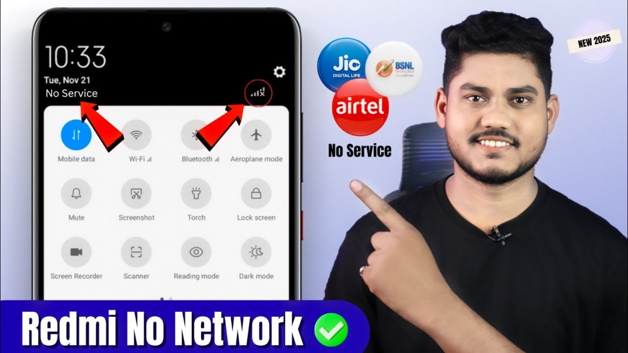 Solved Redmi Mobile Mobile NO SERVICE & No Network Problem 2025 | Mi Phone No Sim Card Problem
