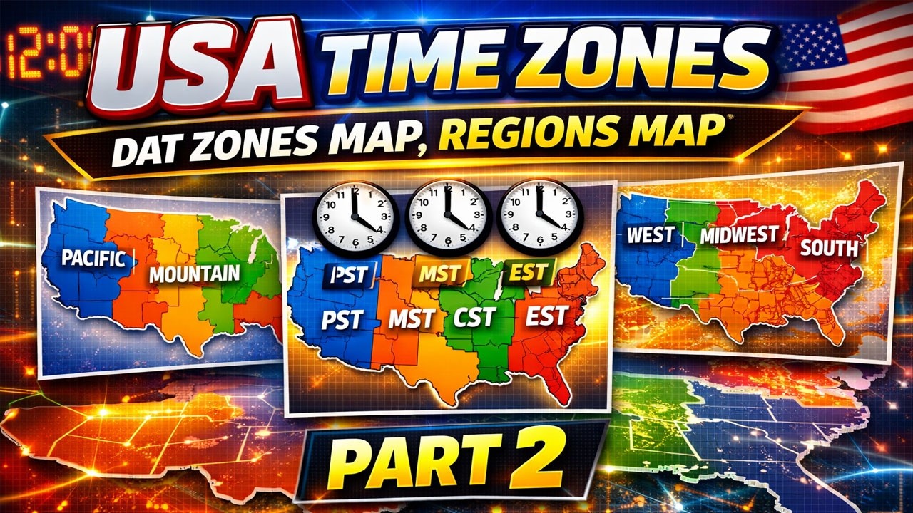 Usa Time Zones, Dat Zones Map, Regions Map Part 2 | SZ Dispatching LLC
