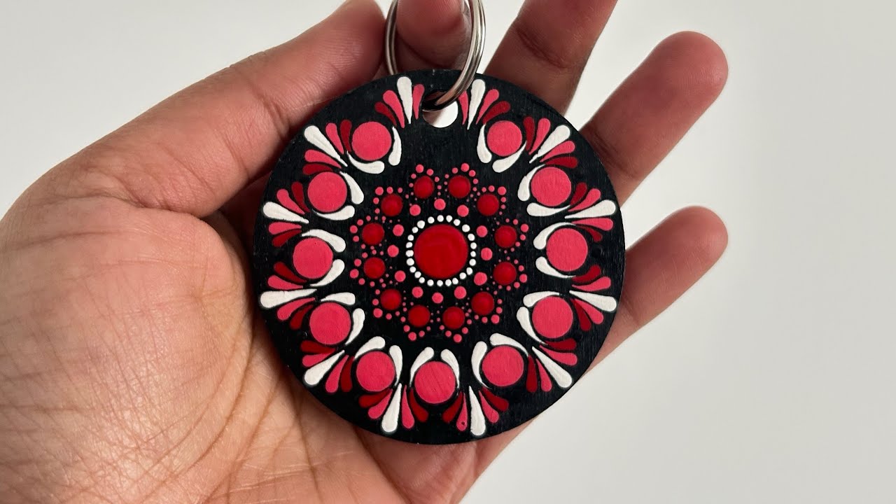 Mandala Dot Art Keychain with Name Initials♥️ | Relaxing Art #dottedmandala #craft #gift #colorful 