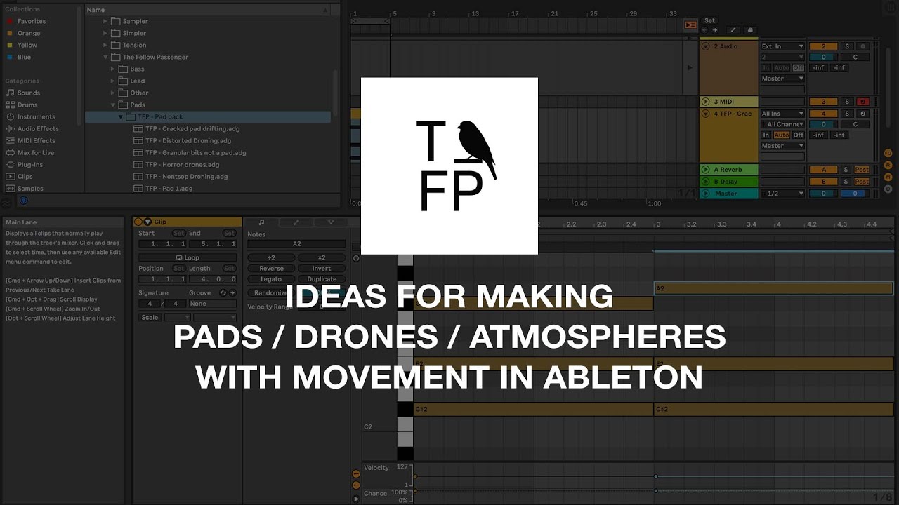Ideas tutorial for making pads / drones / atmospheres with movement in Ableton