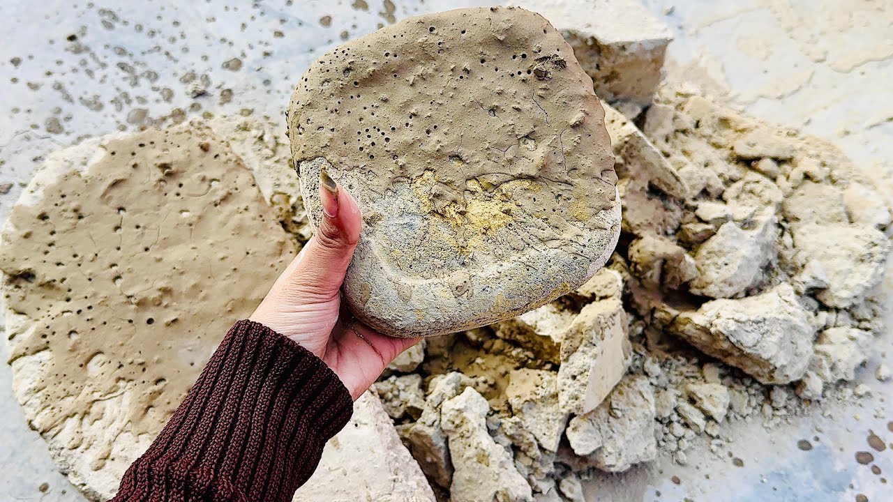 New crumbling video of gritty mud dirt chunks dry crumbling with paste pouring 🔥