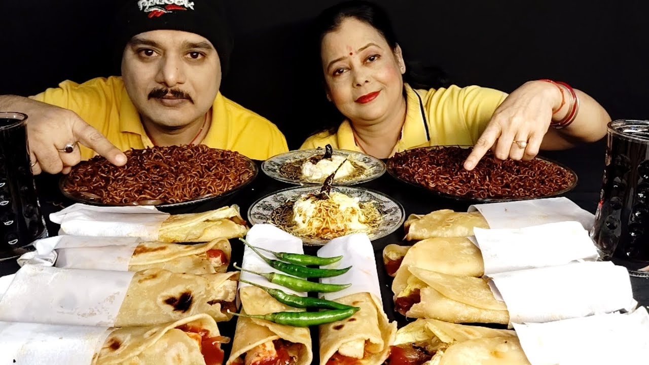 SPICY🔥🌶BLACK BEAN NOODLES CHALLENGE🔥|SPICY KOREAN FIRE NOODLES CHALLANGE|ASMR|EGGROLL CHALLENGE#food