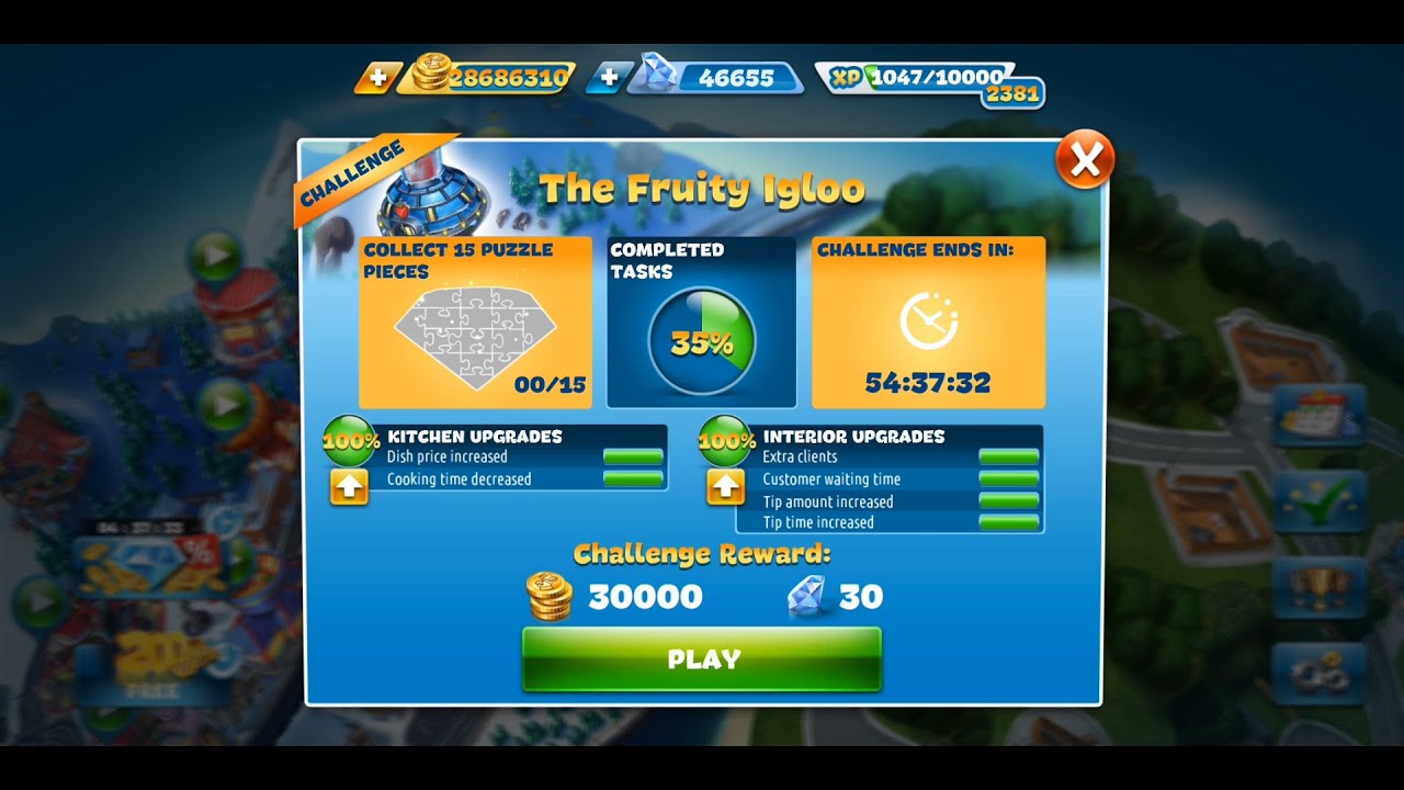 Cooking Fever Challenge - The Fruity IgLoo Level 1-15