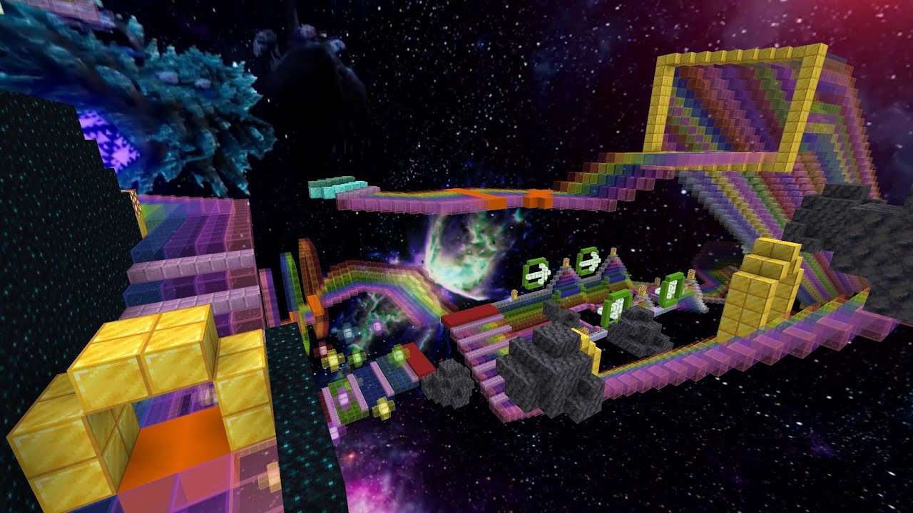 Mario Kart Wii Rainbow Road in Minecraft.