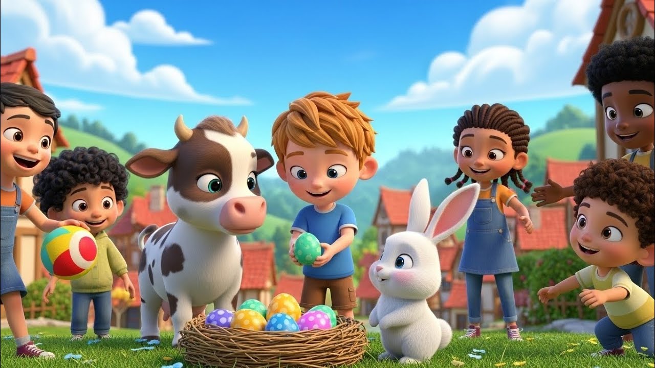 Cute Farm Friends & The Egg Nest | Baby Cow, Bunny and Little Boy | Kids Cartoon