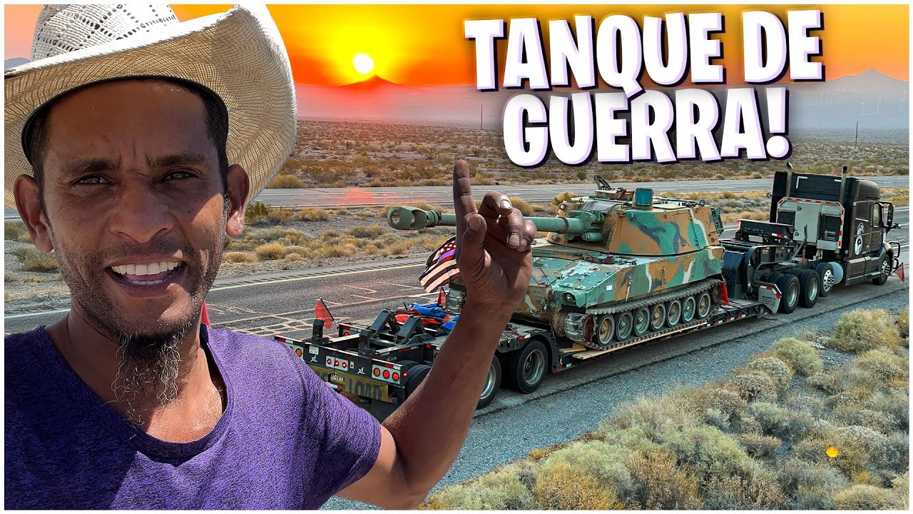 CARGA OVERSIZE LOAD TRANSPORTANDO TANQUE DE GUERRA DOS ESTADOS UNIDOS
