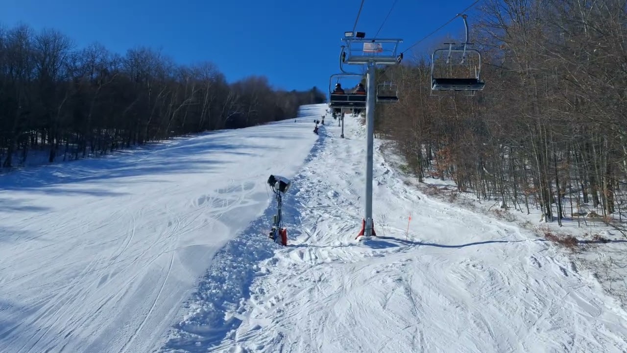 Ski lift ride at West Mountain 