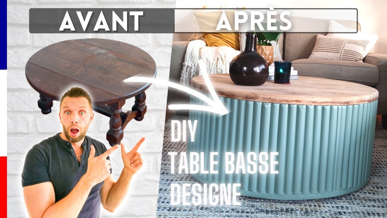 TABLE BASSE RONDE D'EMMAÜS TRANSFORMÉ / à partir de tringles à rideaux Ep.2 Relooking salon