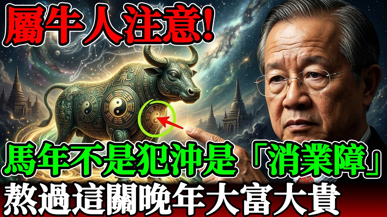 屬牛人注意！2026馬年不是犯沖是「消業障」！熬過這關晚年大富大貴#曾仕強 #易經 #生肖牛 #2026運勢 #丙午馬年 #國學智慧 #消業障 #因果業力 #晚年福報
