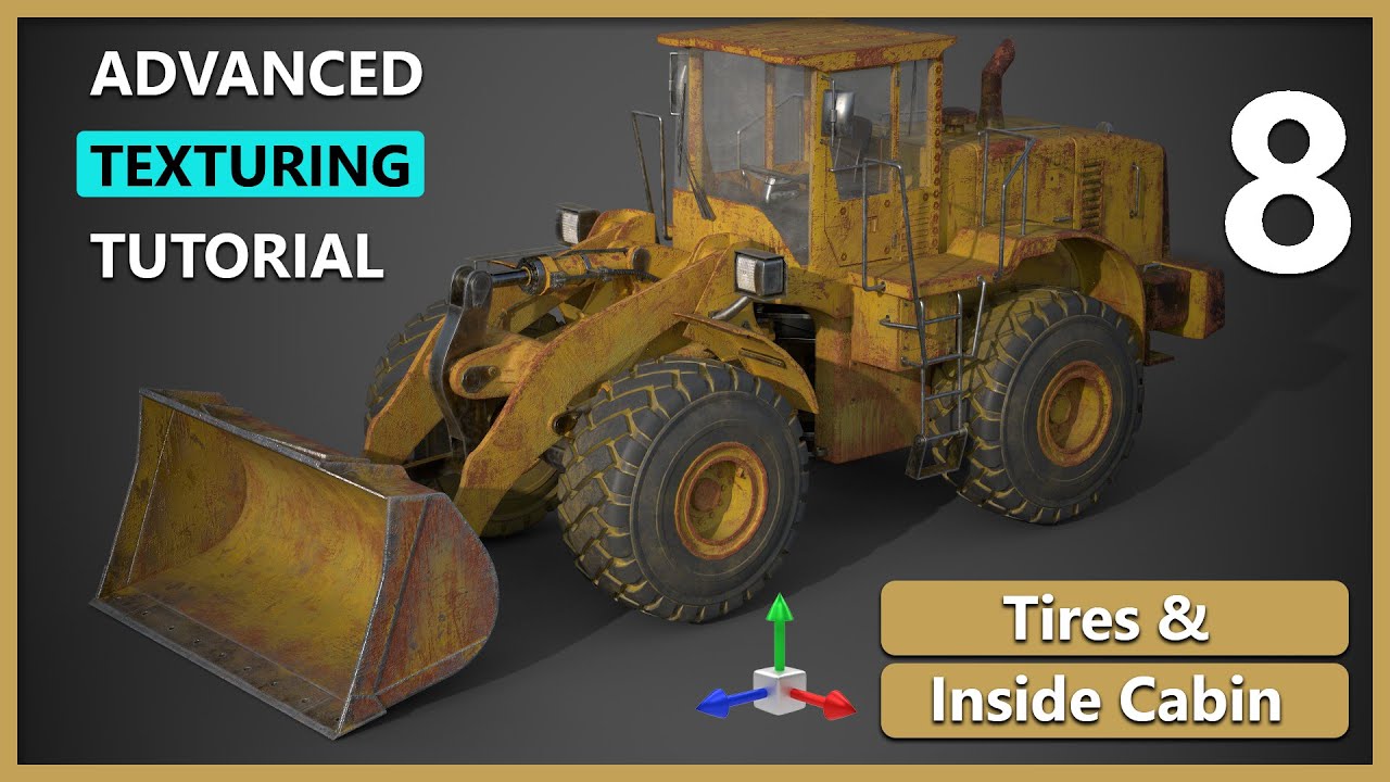 Advanced Texturing in Substance Painter Front Loader |PART 8 Tires &Inside Cabin Details|CenterPivot