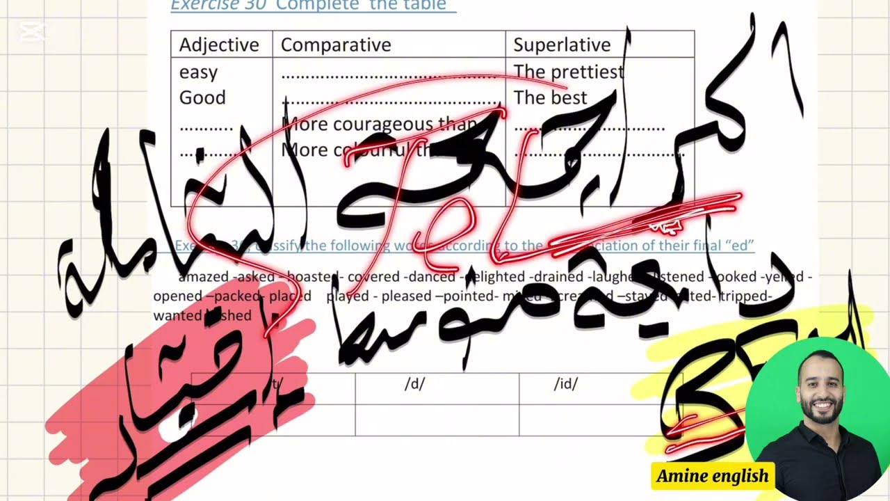 المراجعة الشاملة رابعة متوسط  لاختبار الفصل الأول  لغة انجليزية 🔥🔥🔥 anglais amine english