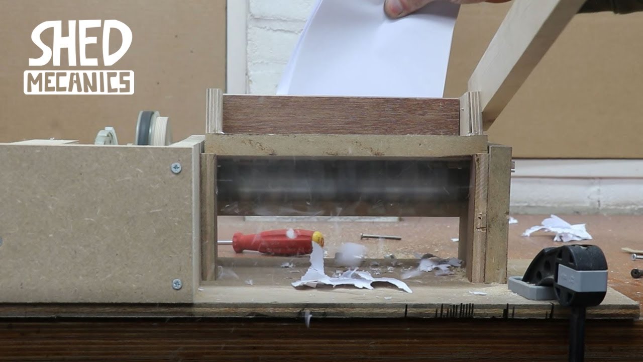Lawnmower powered paper shredder!