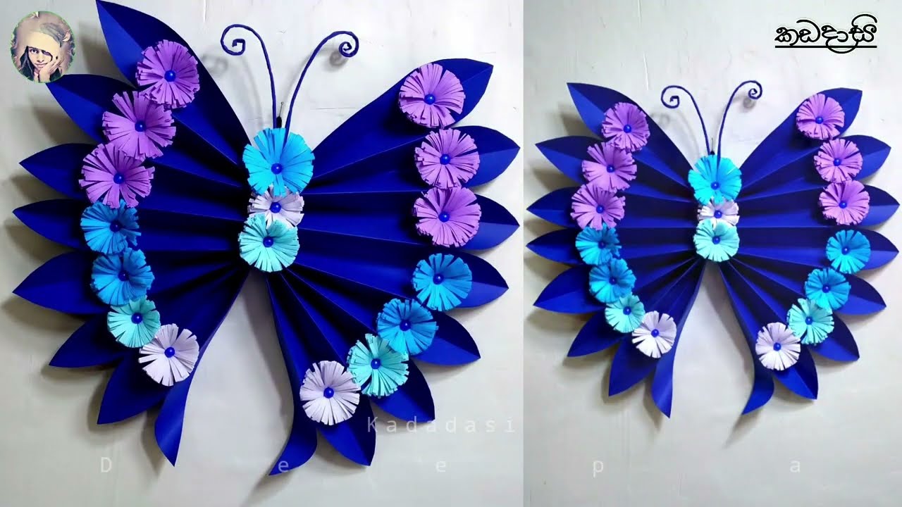How to make beautiful butterfly / butterfly with paper flowers  / easy wall hanging / a4 nirmana