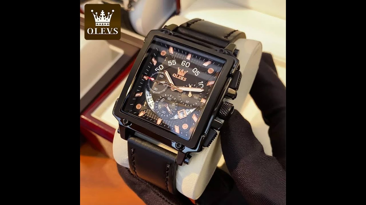 OLEVS 9919 Black Dial Black Belt Gents Watch ||