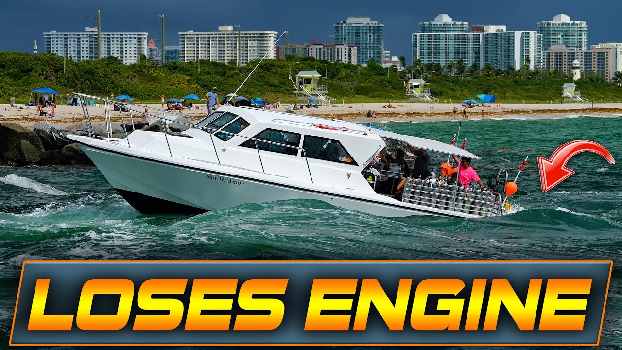 BOAT LOSES ENGINE DURING INSANE TIDE AT HAULOVER INLET !! | HAULOVER BOATS | WAVY BOATS
