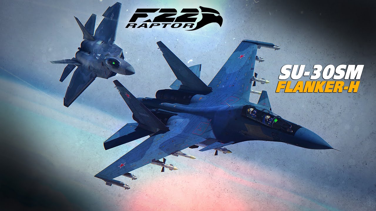 Воздушный бой с управлением вектором тяги | F-22 Raptor против СУ-30СМ Flanker-H | Цифровой боево...