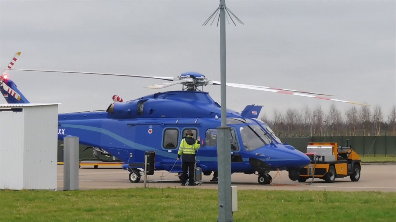 Leonardo AW139 PH-PXX POLICE-24 landed at Schiphol + engine washing