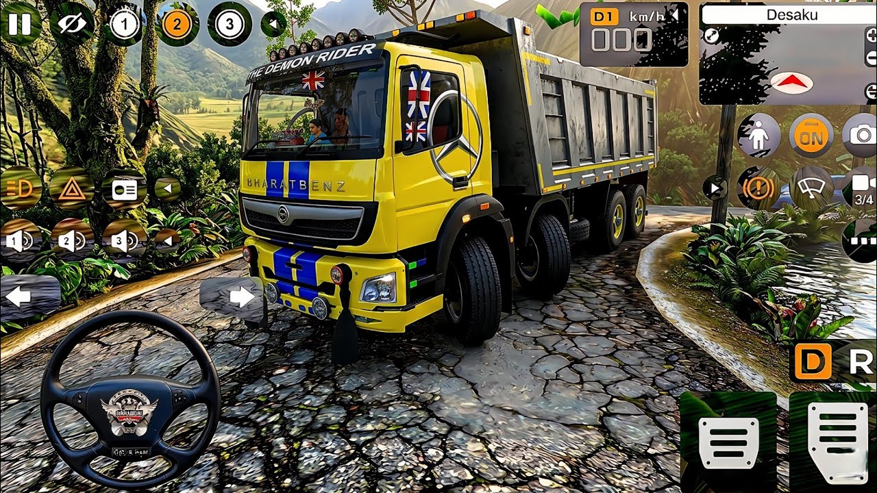 HEAVY 12 WHEELER BHARAT BENZ TRUCK ON SHIMLA FOGGY HILLS | NARROW ROADS EXTREME DRIVE | BUSSID