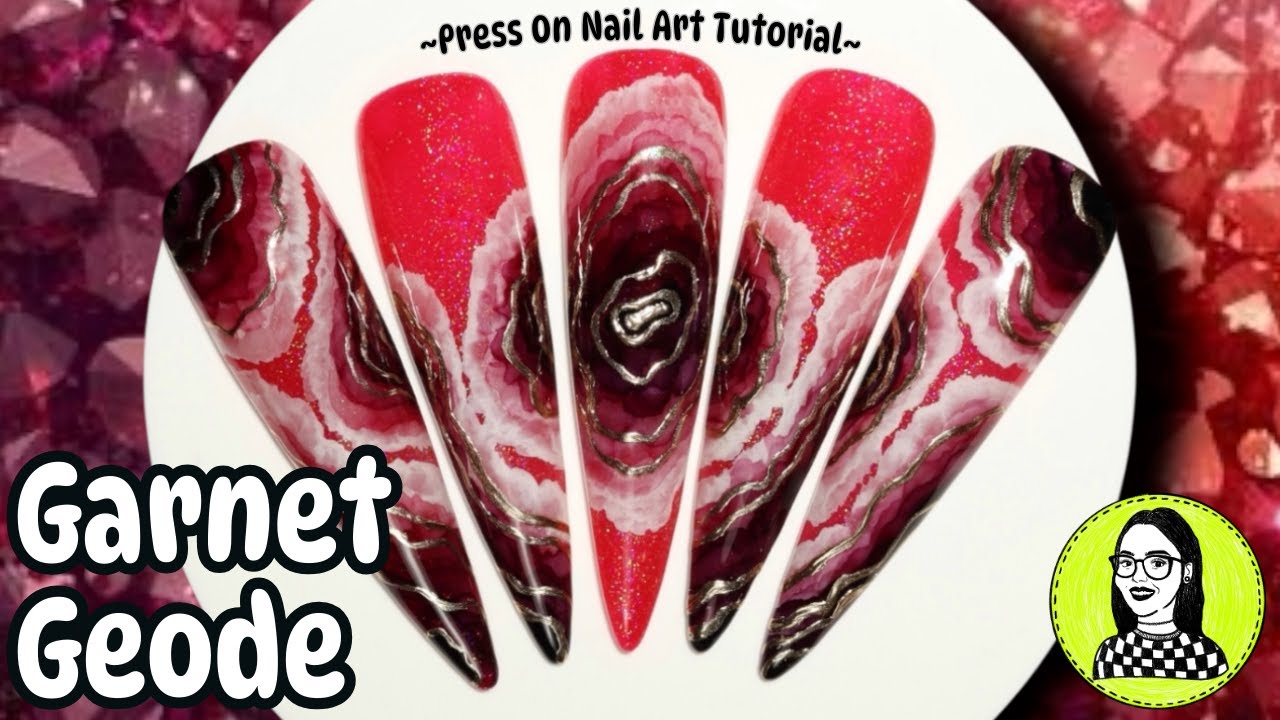 GARNET GEODE JANUARY BIRTHSTONE NAILS marble inks & chrome isolation ⭐︎PRESS ON NAIL ART TUTORIAL⭐︎