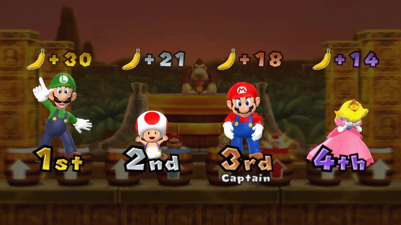 Mario Party 9 - Mario vs Toad vs Luigi vs Peach - DK's Jungle Ruins (Master Difficulty)