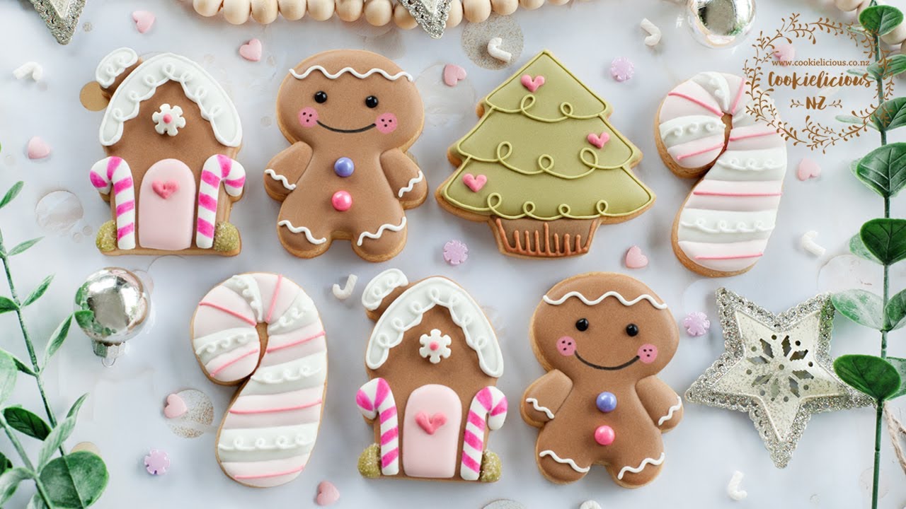 How to decorate Christmas Gingy Cookie Set ~ 4 Cute Christmas designs