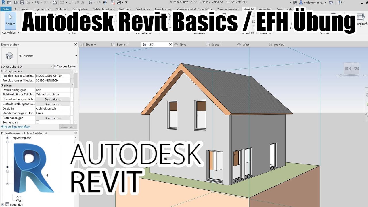 Autodesk Revit Basics - kleines Einfamilienhaus (4K Qualität)
