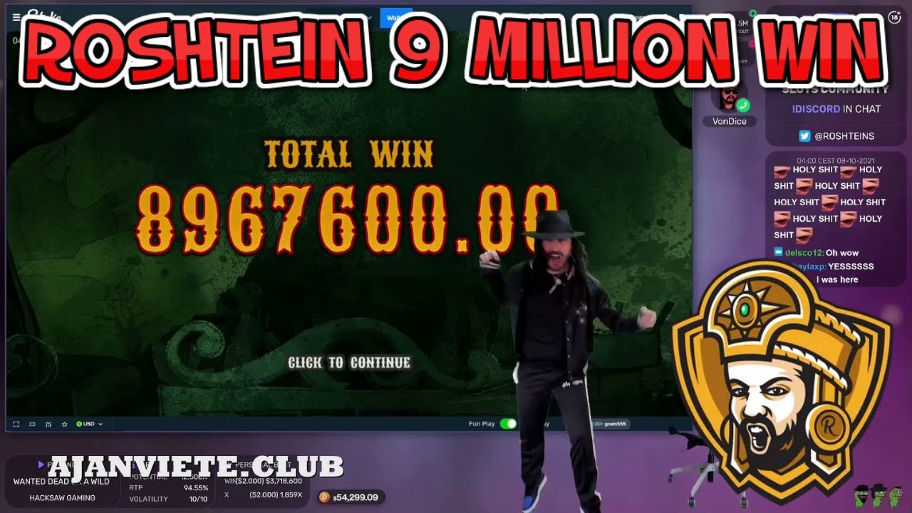 Roshtein 9 Million Win 2021 - Wanted Dead or Wild