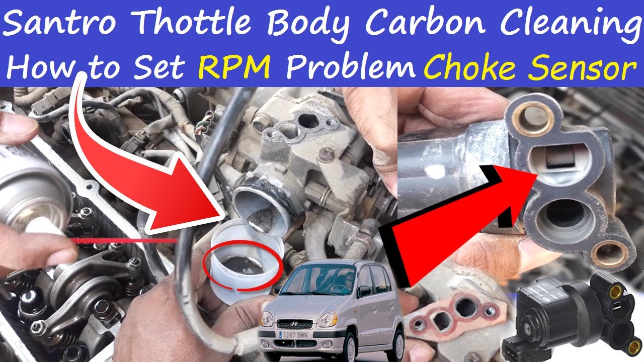Santro Throttle Body Carbon Cleaning | Santro RPM Problem | Chowk Sensor | Review In Urdu/Hindi |