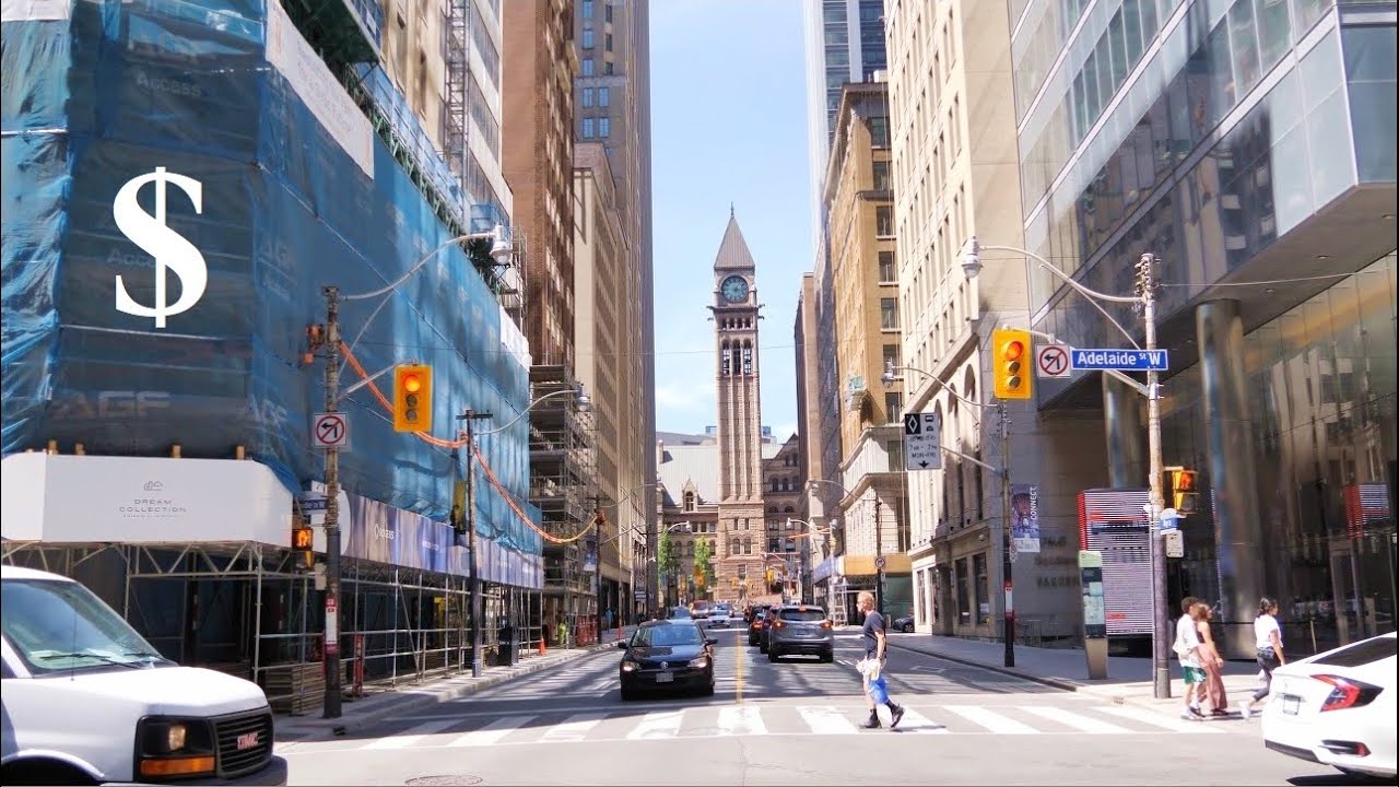Downtown TORONTO City Walks - Bay Street Financial District Walk - 2021