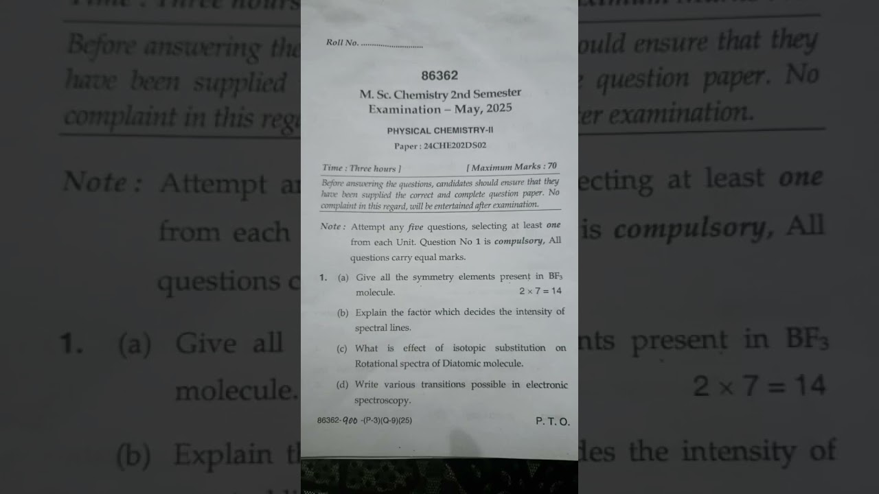 mdu msc physical chemistry pyq 2025 may