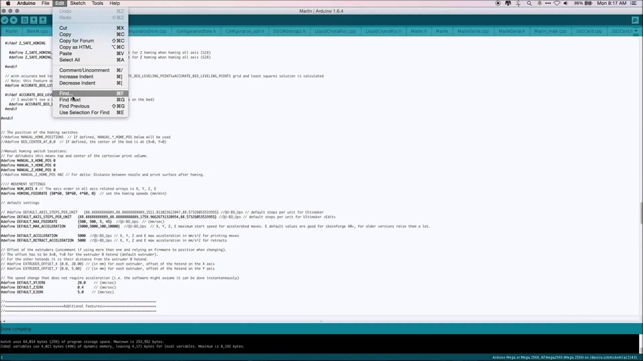 TwoUp 3D Printer Flashing the Mega 2560 with Marlin