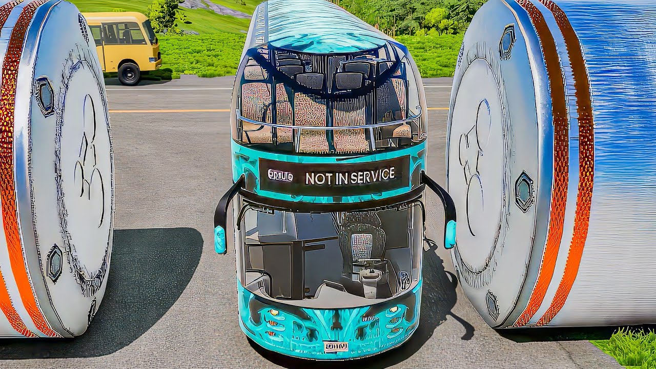 Capsule Bus & Destroyer Vs Giant Bollards #beamngdrive #bus