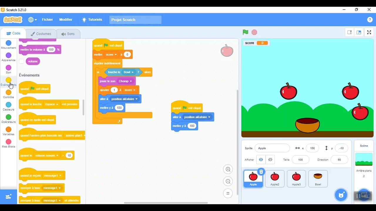Jeux des pommes . Sur scratch 😺