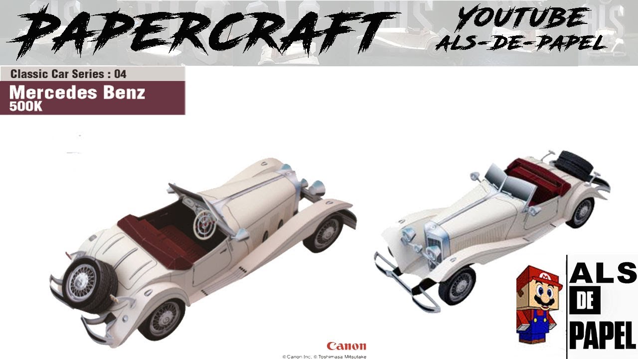 Replica em Papel da Mercedes Benz 500K (Papercraft ) - 1934