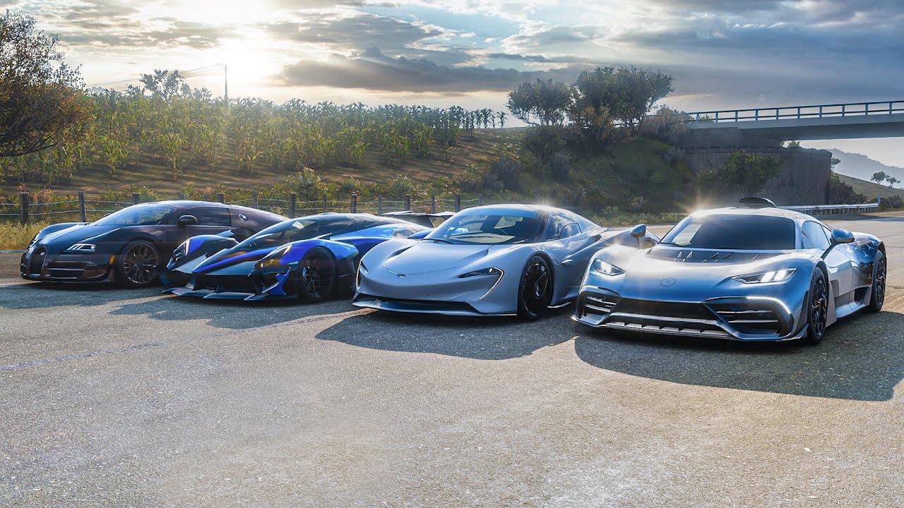 RAESR Tachyon vs McLaren Speedtail vs Mercedes-AMG One vs Bugatti Veyron SS | Forza Horizon 5