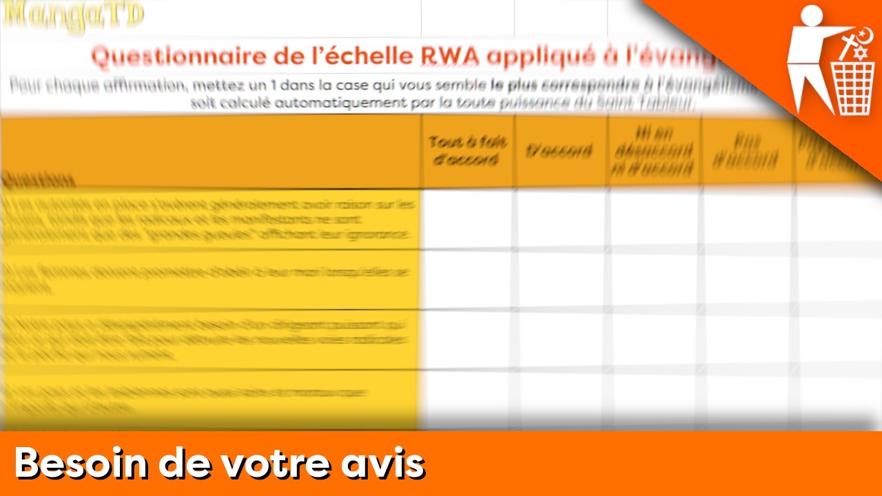 Besoin de votre avis : Questionnaire RWA appliqué à l'évangélisme