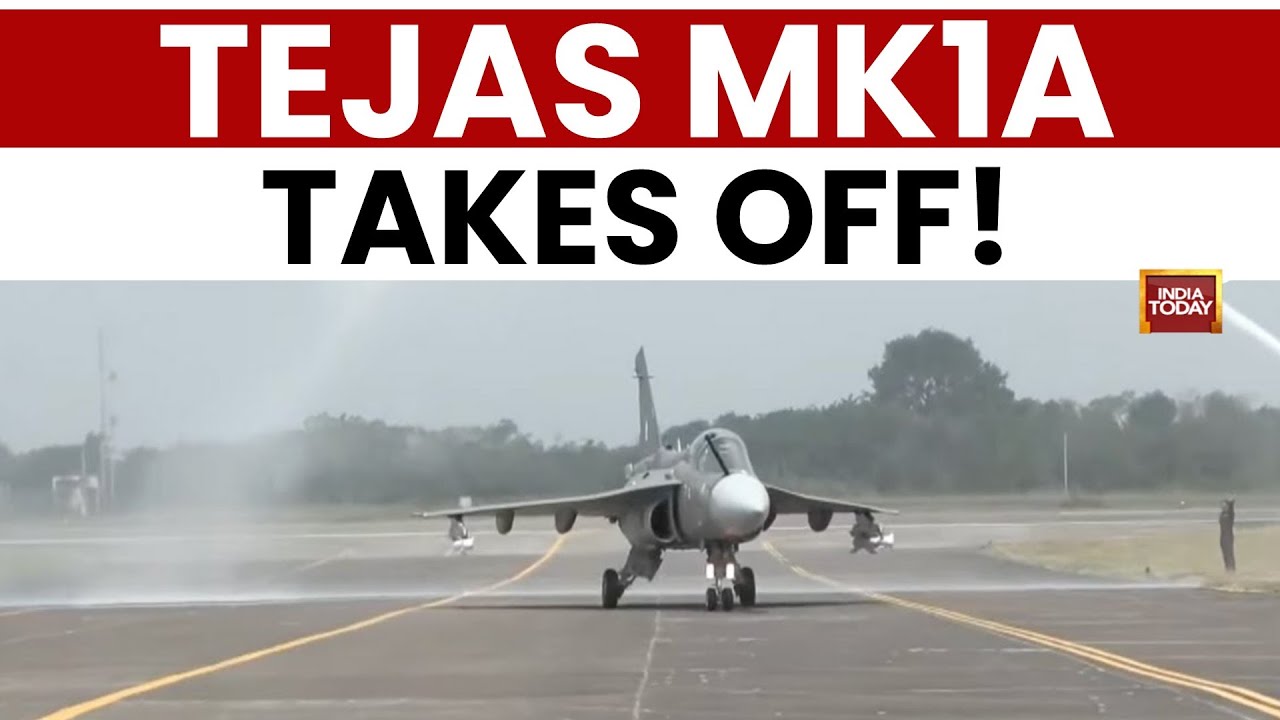 Tejas Mk1A Receives Water Cannon Salute After First Flight in Nashik | India Today News