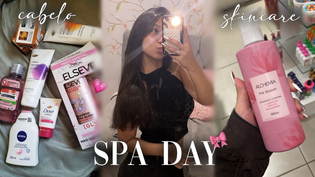 SPA DAY (em casa) 🎀✨🫧🧖🏻‍♀️- Cabelo, skincare, banho, dicas…