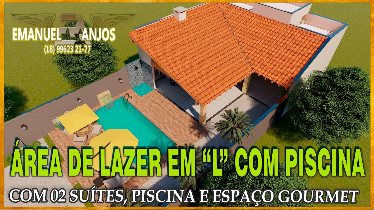 ÁREA DE LAZER COM  DOIS QUARTOS E PISCINA