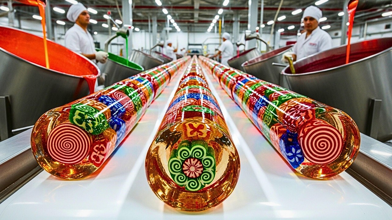 Inside the Giant Sugar Factory: Watermelon Rock Candy (Full Process)